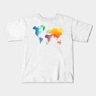 Watercolor earth map, land map, continents map, world map Kids T-Shirt